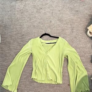 Princess Polly Light Green V-Neck Blouse
